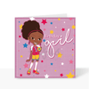 Load image into Gallery viewer, Lela - Football Girl - Black childrens Greetings Card | Fefus designs