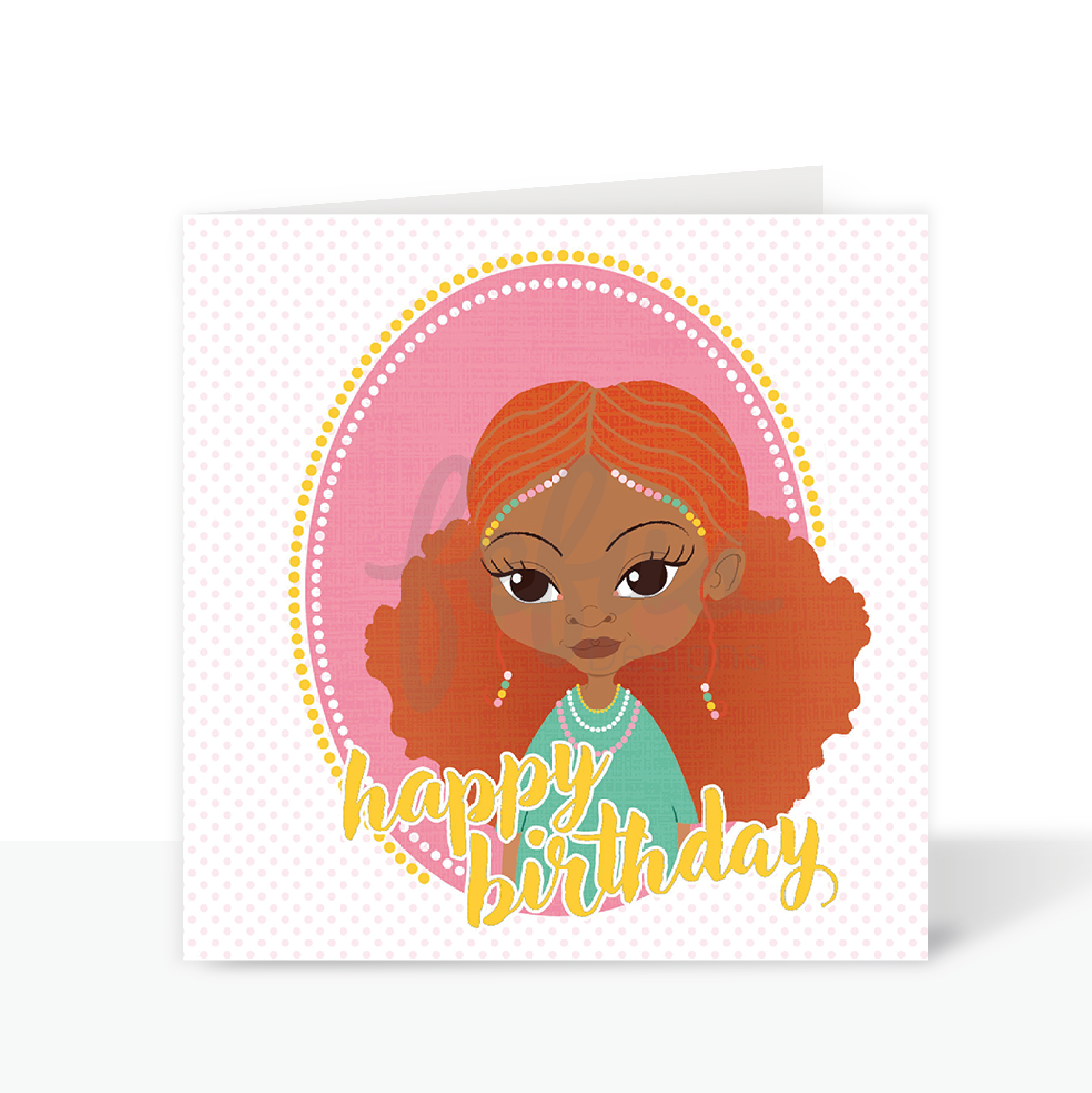 Afronista Ginger - Mixed Race Greetings Card | Fefus designs