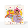 First Birthday - Afro Puff Mixed race Girls Birthday Card | Fefus designs