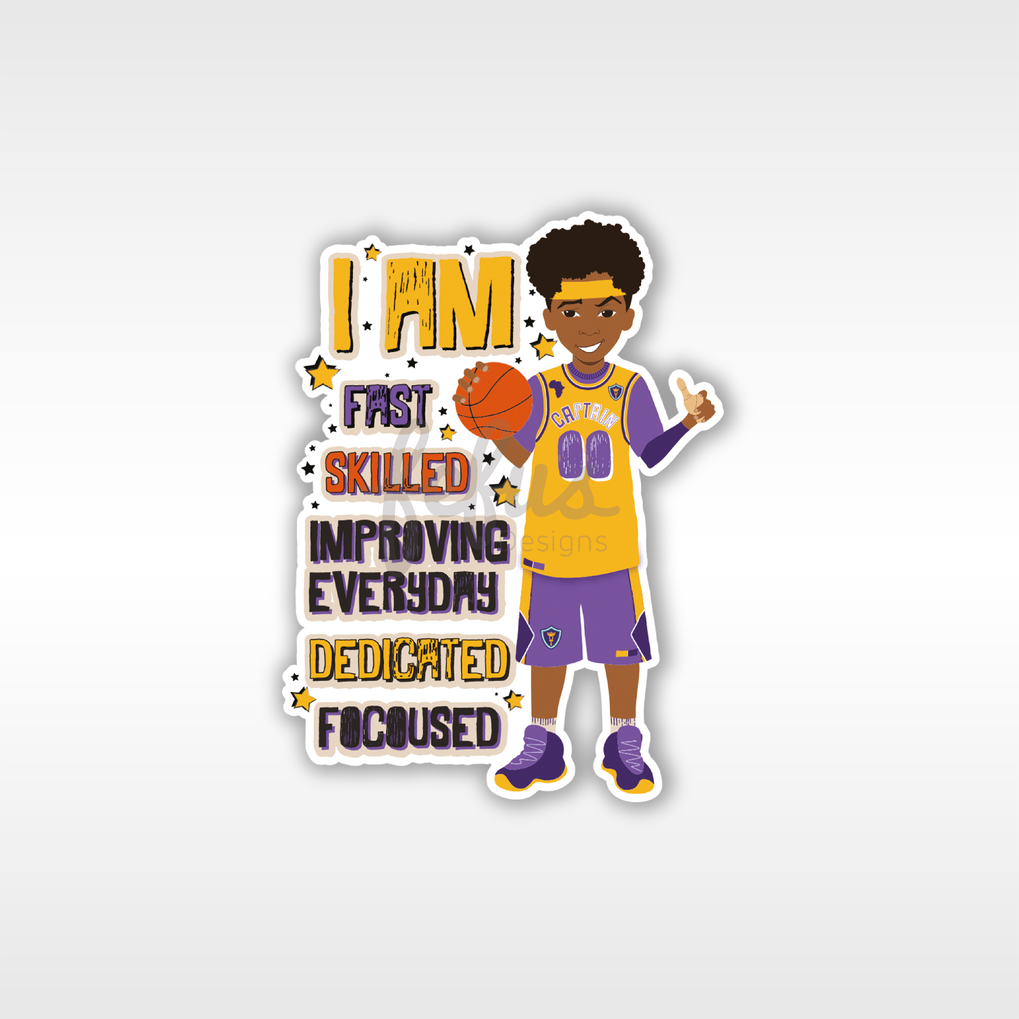 Khaleeq - Basketball Affirmation Individual Die Cut Sticker | Fefus Designs