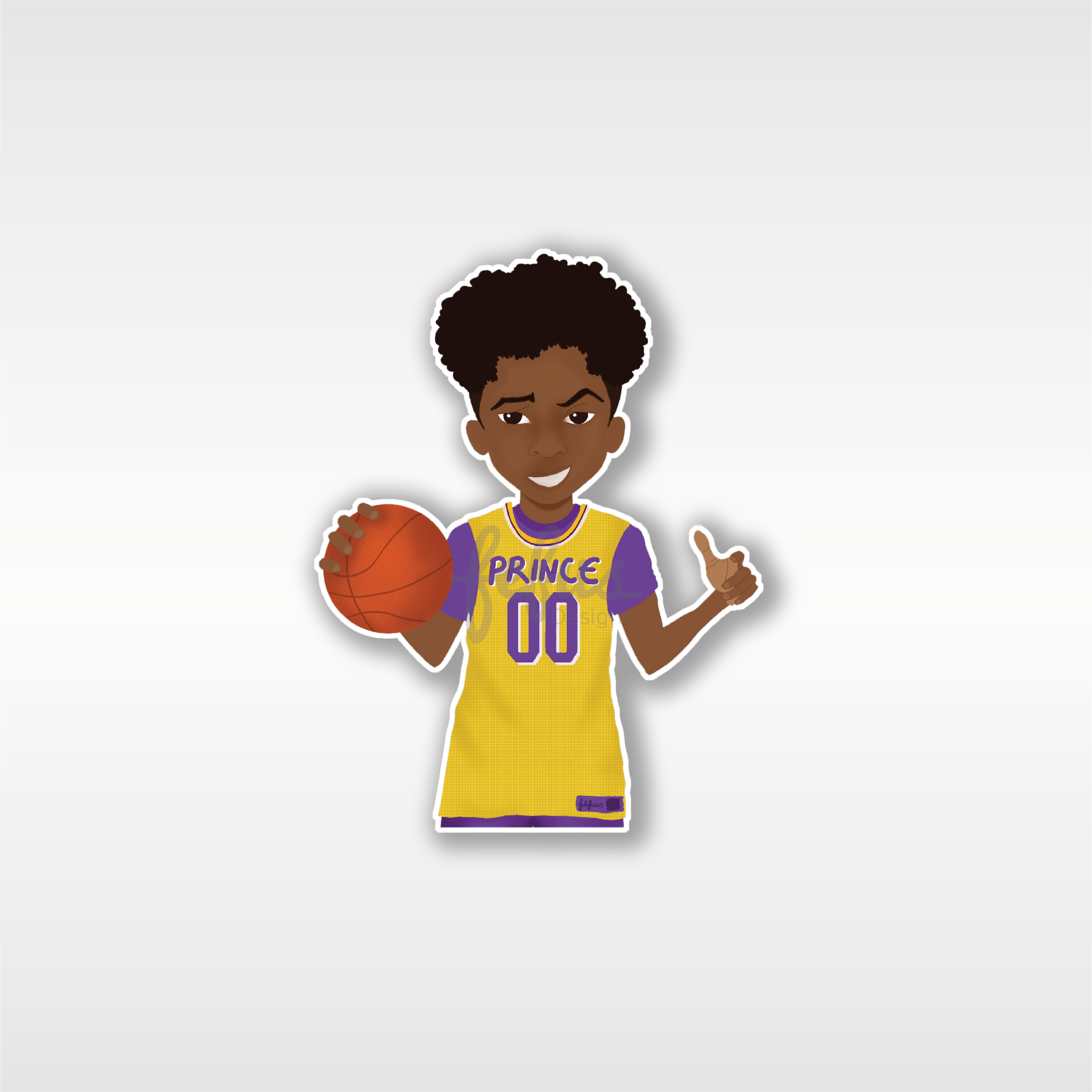 Khaleeq - Basketball Individual Die Cut Sticker | Fefus Designs