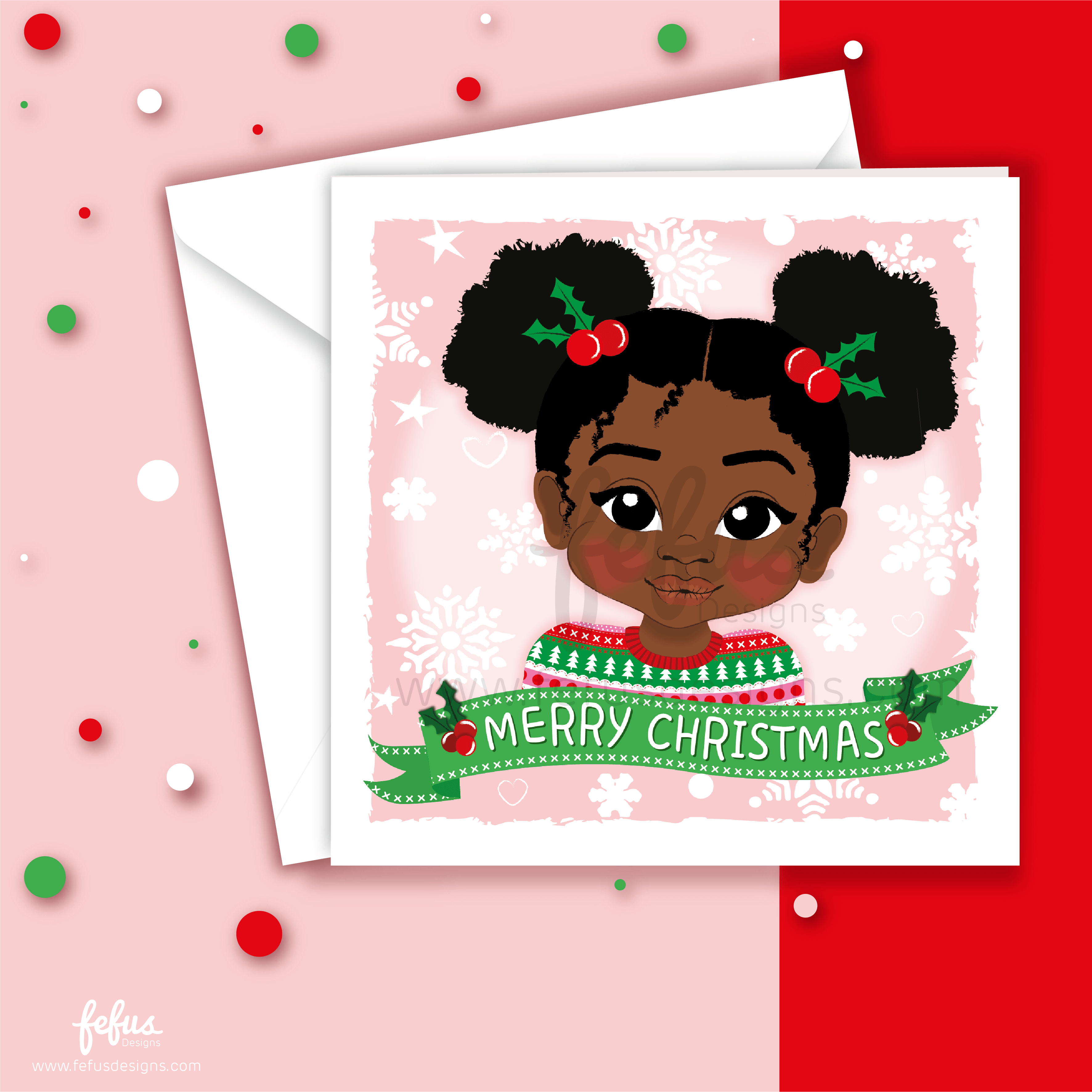 Toddler Black Girl Magic Christmas Card  | Fefus designs