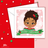 Load image into Gallery viewer, Toddler Brown Girl Magic Christmas Card  | Fefus designs
