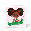Load image into Gallery viewer, Deja - Afro Puffs Girls - Black Kids Christmas Card | Fefus designs