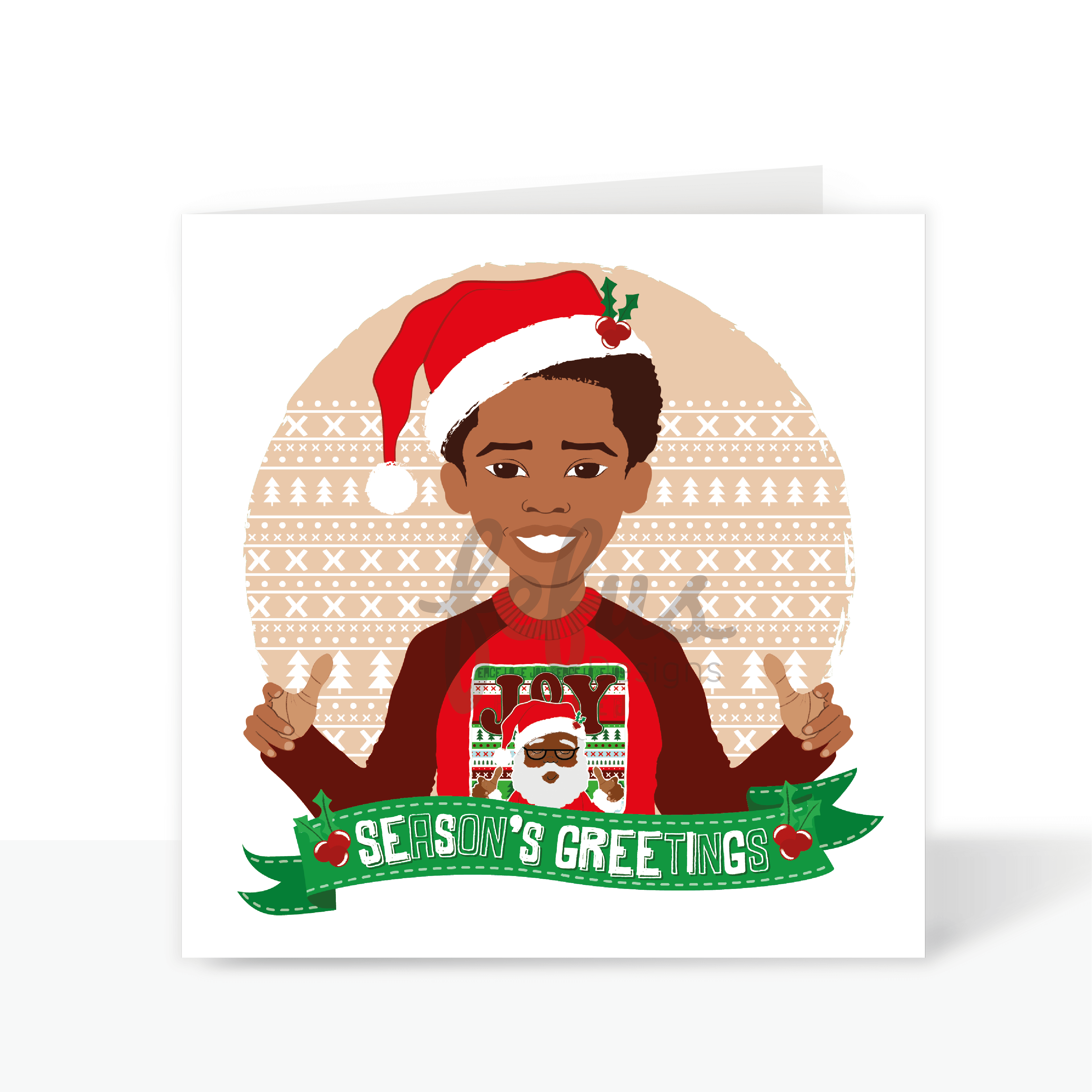 Season Greetings Boys Cards V2 - Black Christmas Card | Fefus designs