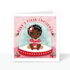 Snow Globe - Black Baby Girl's First Christmas Card | Fefus designs