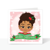 Toddler Brown Girl Magic Christmas Card  | Fefus designs