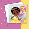 Load image into Gallery viewer, Third Birthday Afro Party Black Girl  - Black Girl Birthday Card | Fefus Designs