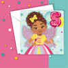 Load image into Gallery viewer, Fifth Birthday Afro Fairy Mixed Race Girl  - Brown Girl Birthday Card | Fefus Designs