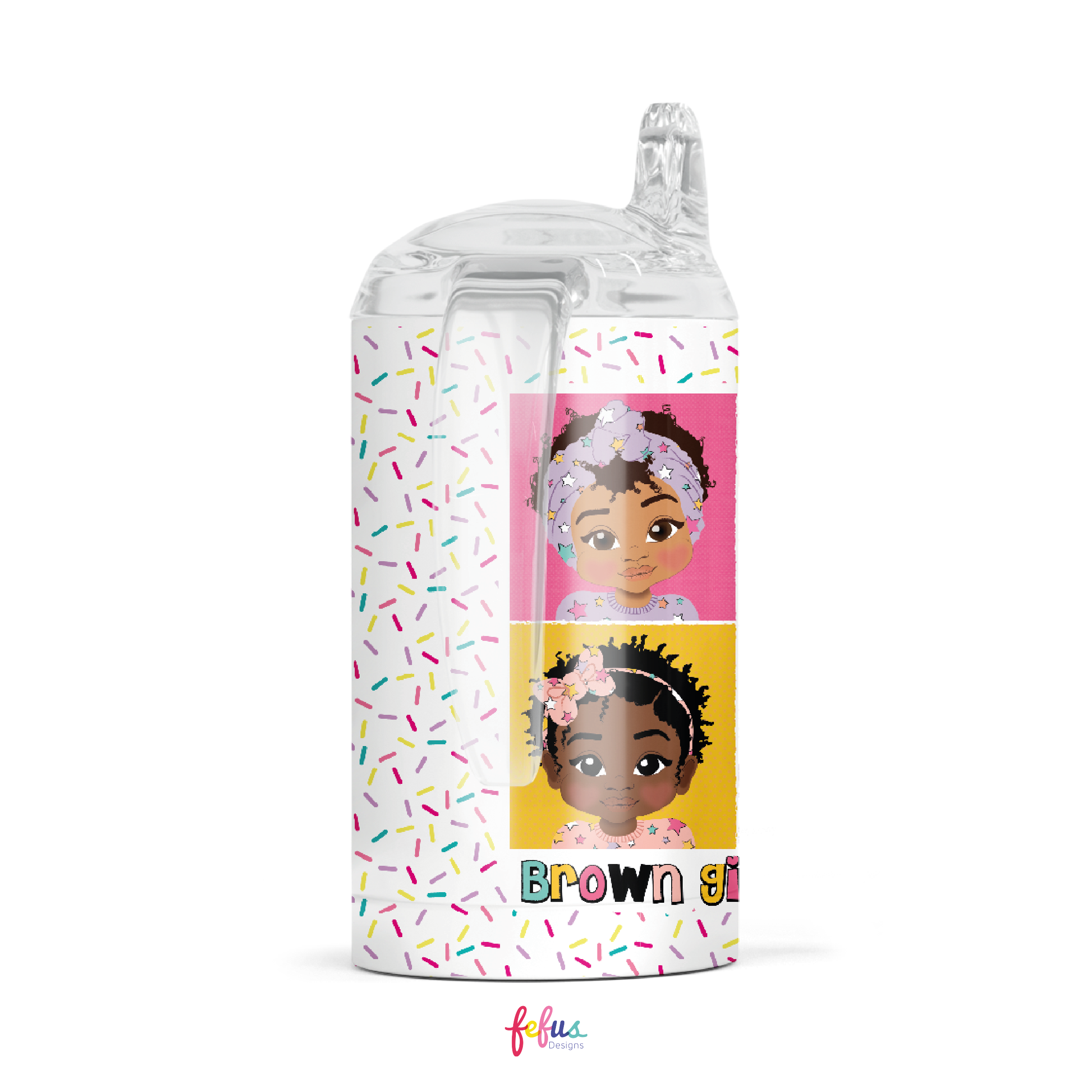 Four Brown Baby Girls - Tumbler With Sippy Lid | Fefus Designs