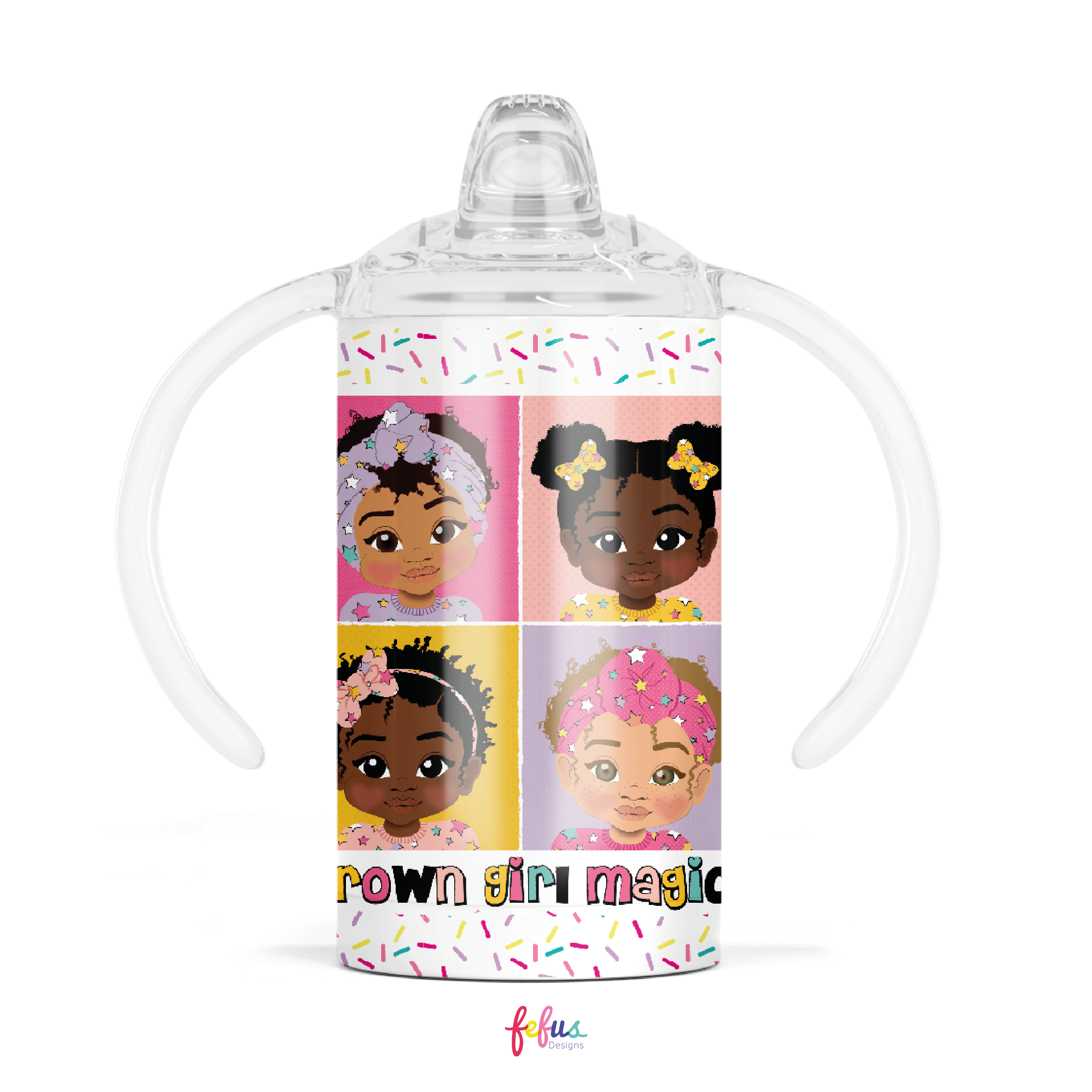 **NEW* Four Brown Baby Girls - Tumbler With Sippy Lid | Fefus Designs