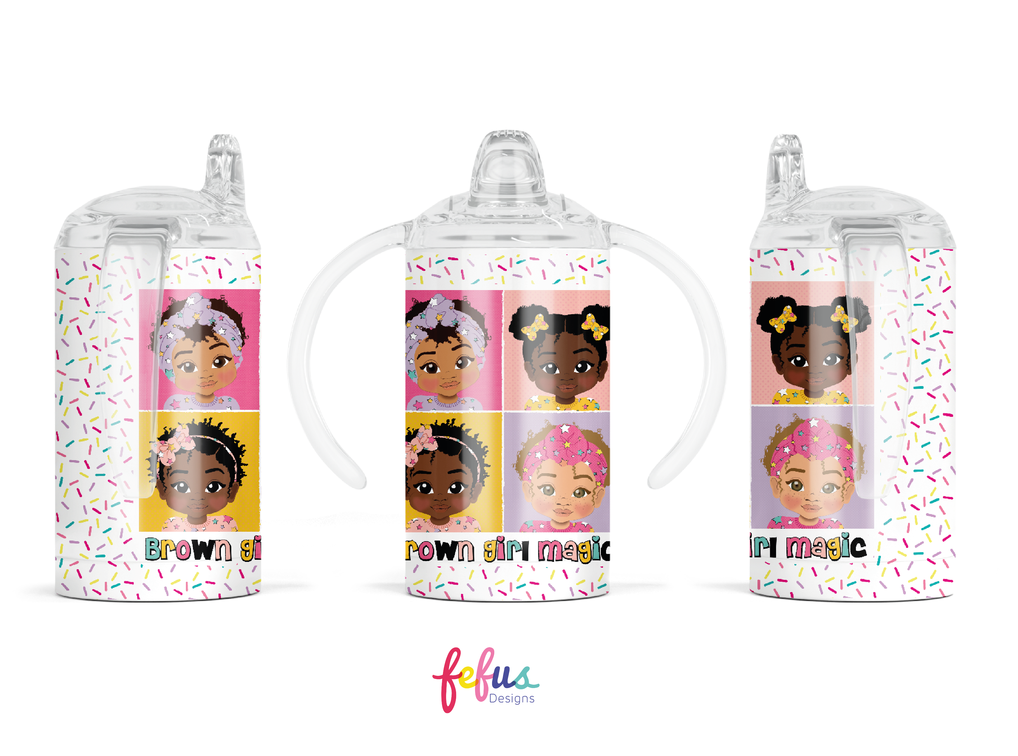 **NEW* Four Brown Baby Girls - Tumbler With Sippy Lid | Fefus Designs