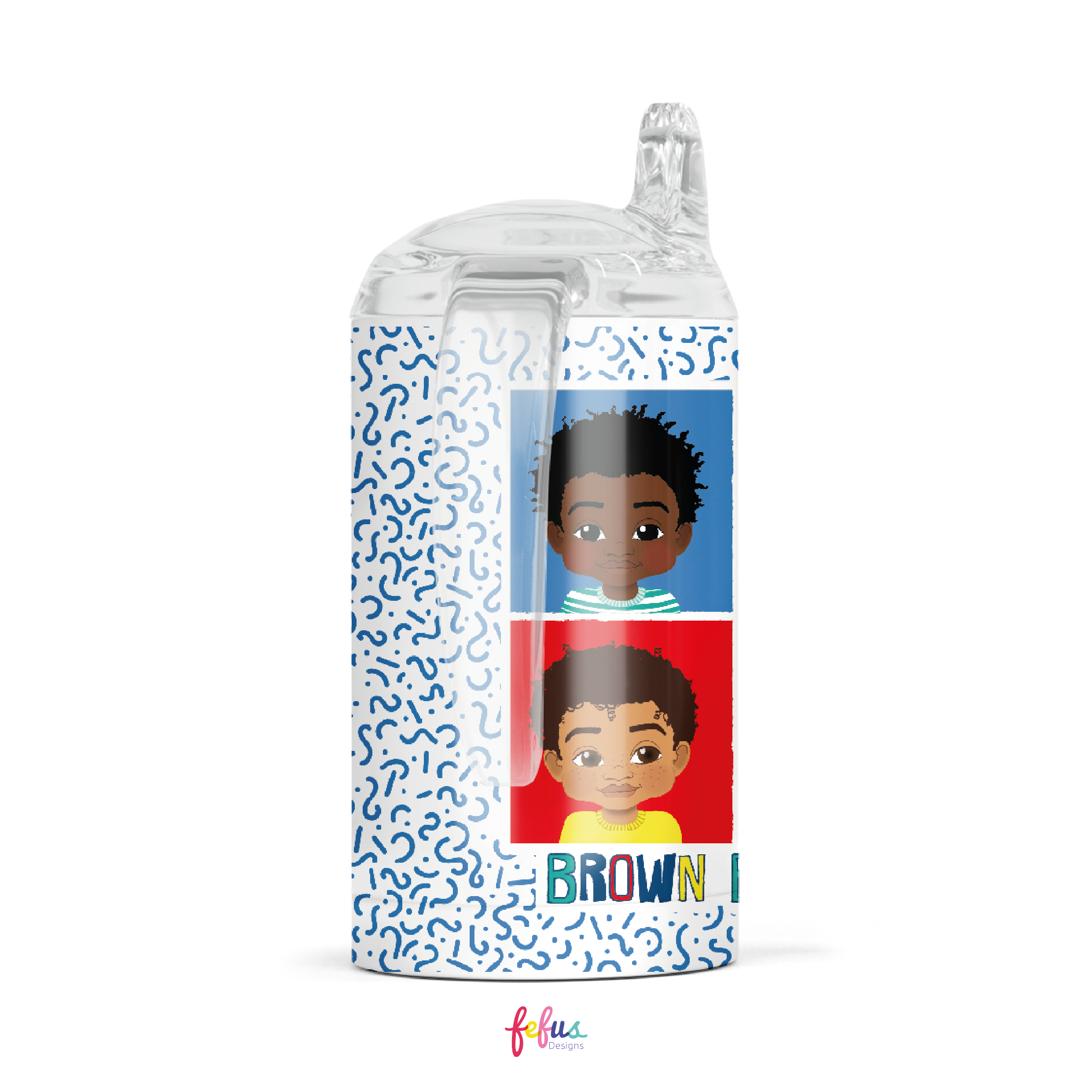 Four Brown Baby Boy Joy - Tumbler With Sippy Lid | Fefus Designs