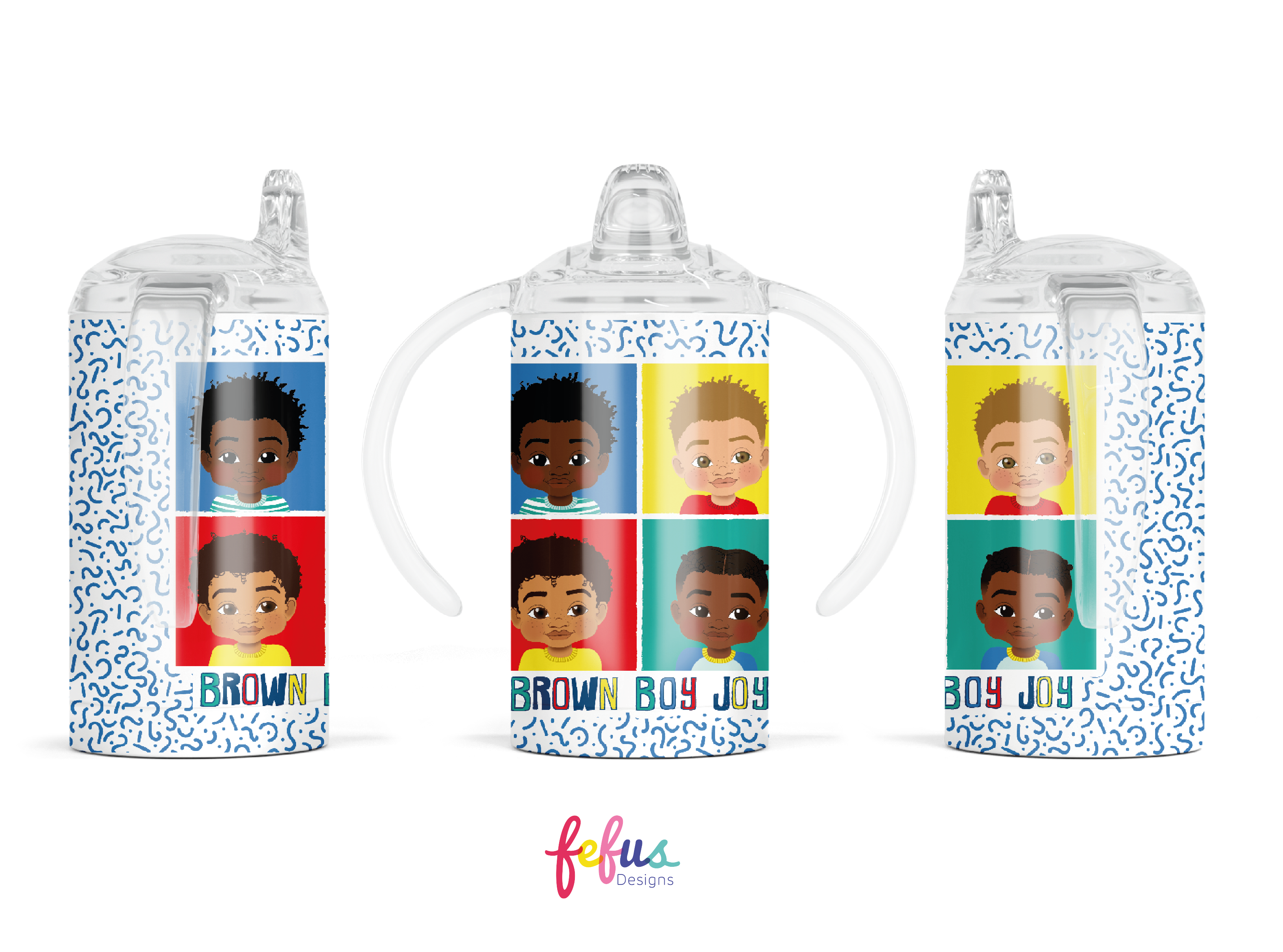 **NEW* Four Brown Baby Boy Joy - Tumbler With Sippy Lid | Fefus Designs