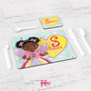 Personalised Black Fairy Girl Placement & Coaster Set