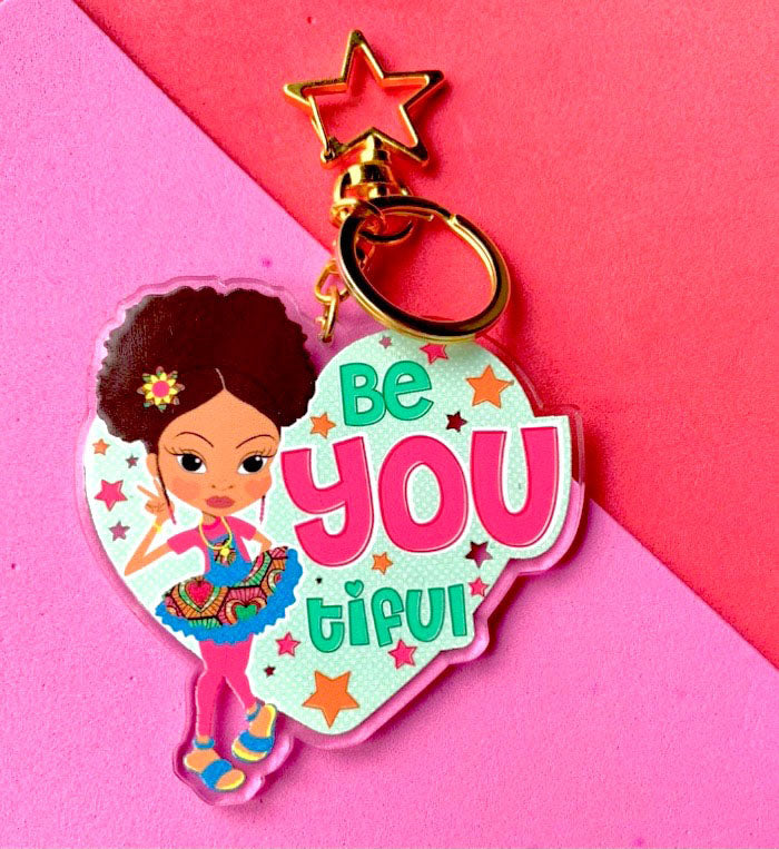 Yasmin - Be You Tiful | Keyring/ Bag Charm | Fefus Designs