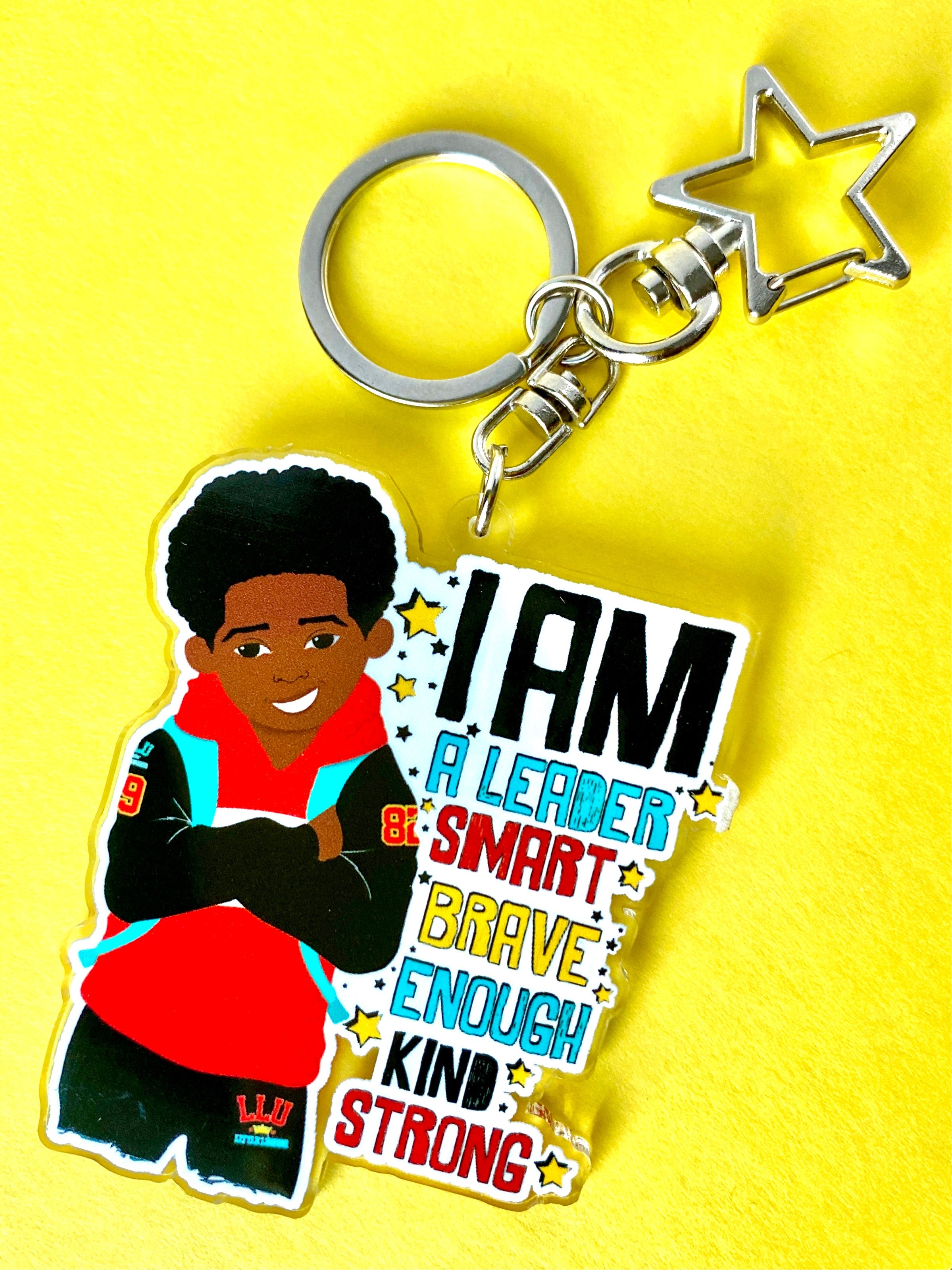 Jamal - Brown Boy Joy Affirmation Keyring/ Bag Charm | Fefus Designs