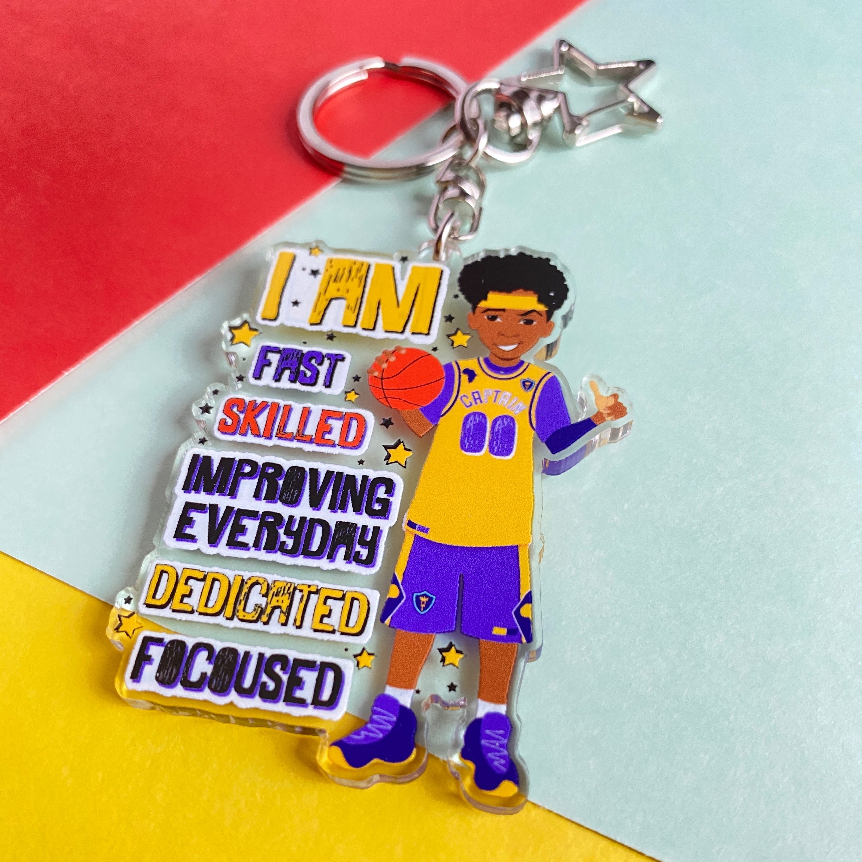 Kahleeq - Brown Boy Joy Basketballer Keyring/ Bag Charm | Fefus Designs