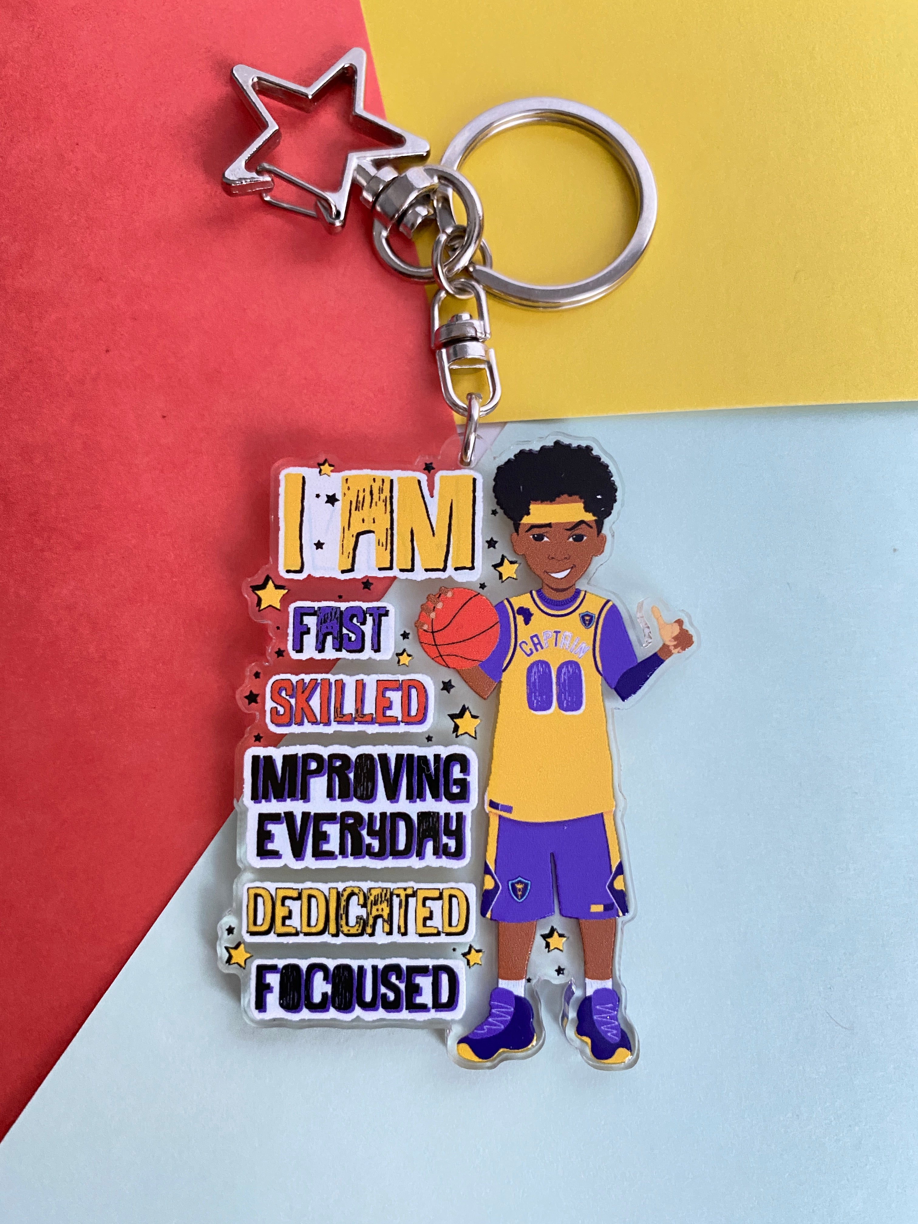 Kahleeq - Brown Boy Joy Basketballer Keyring/ Bag Charm | Fefus Designs