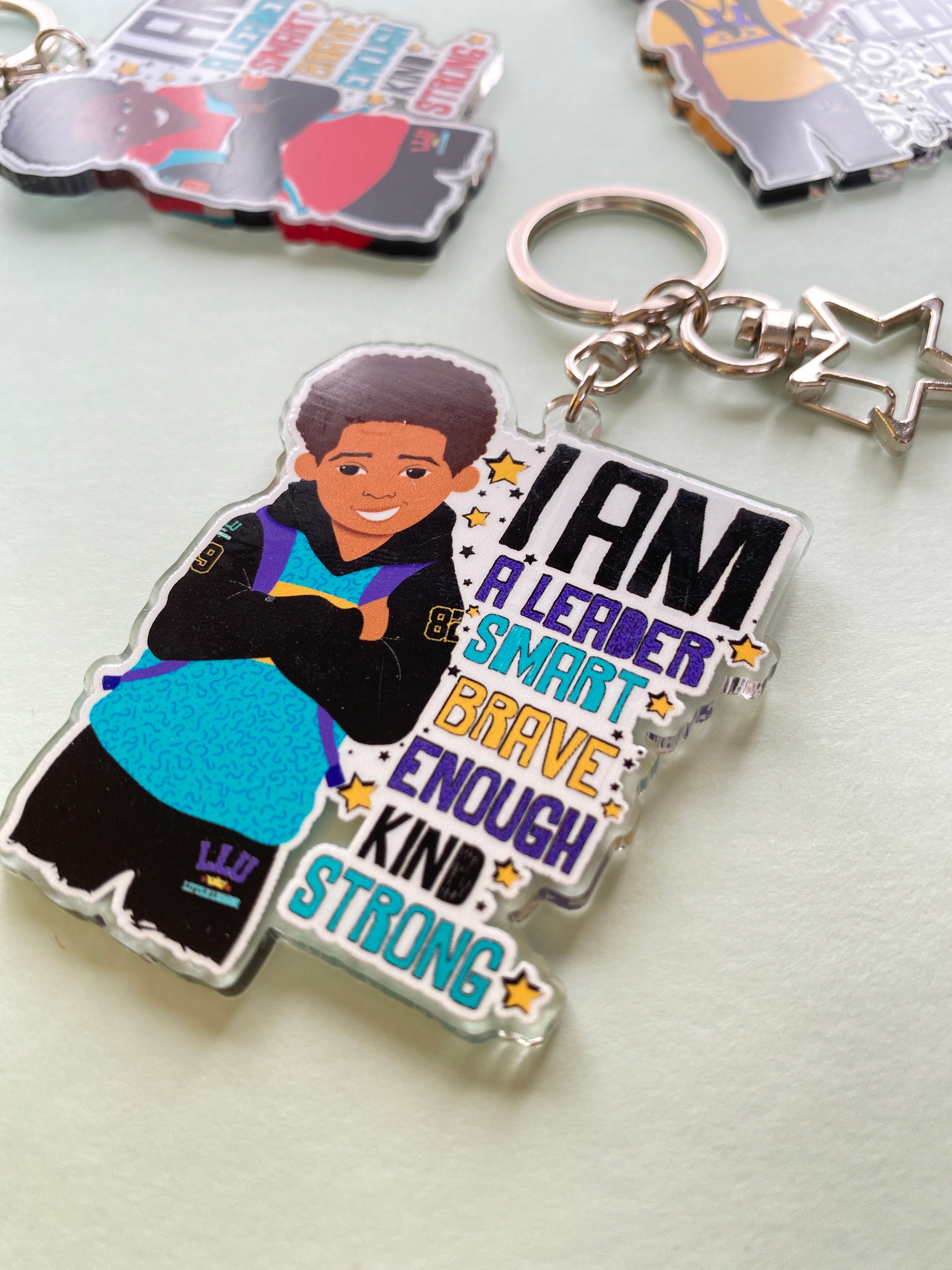 Niles - Brown Boy Joy Affirmation Keyring/ Bag Charm | Fefus Designs