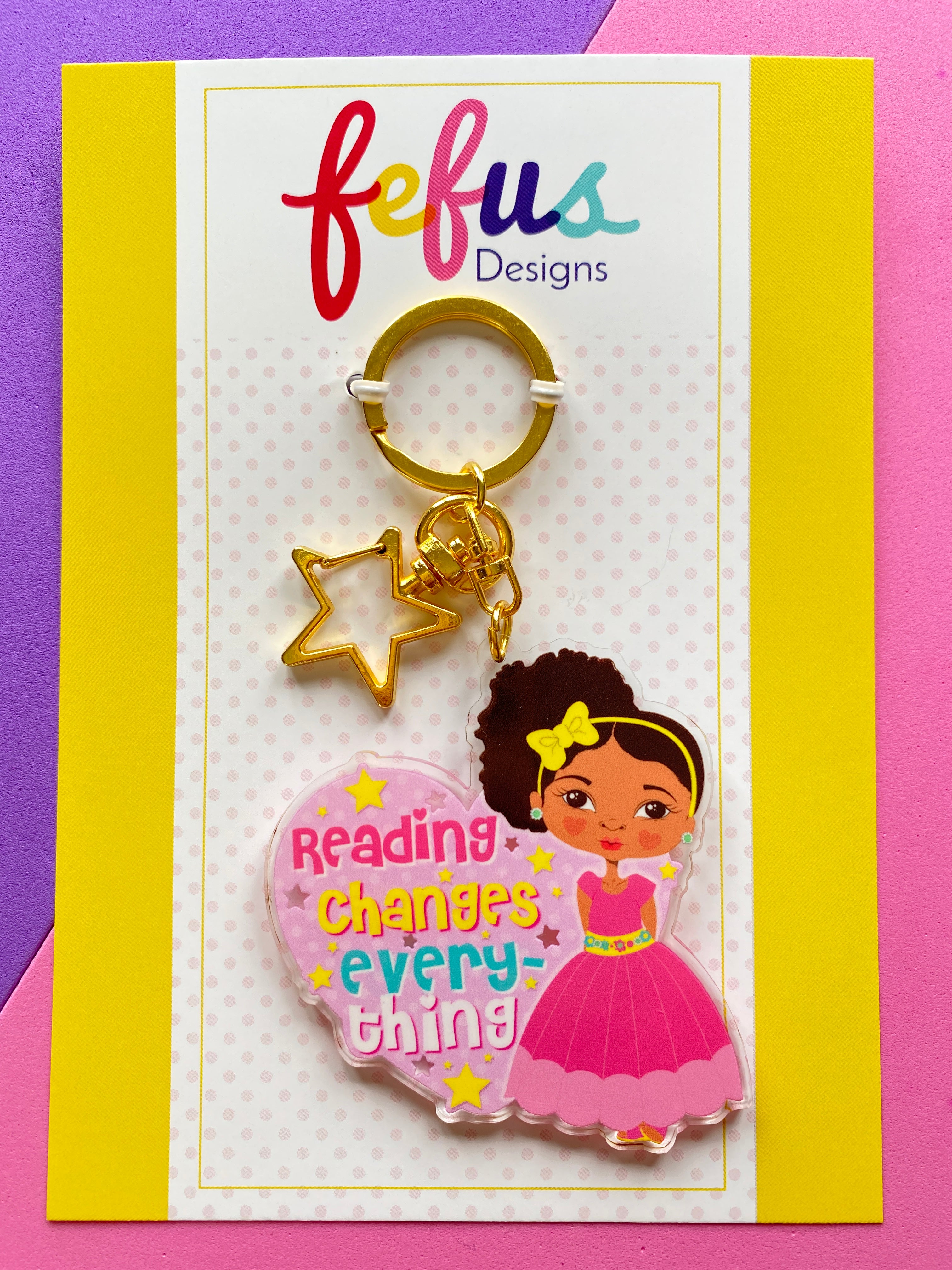 Reading Changes Everything Lg -  Keyring/ Bag Charm | Fefus Designs