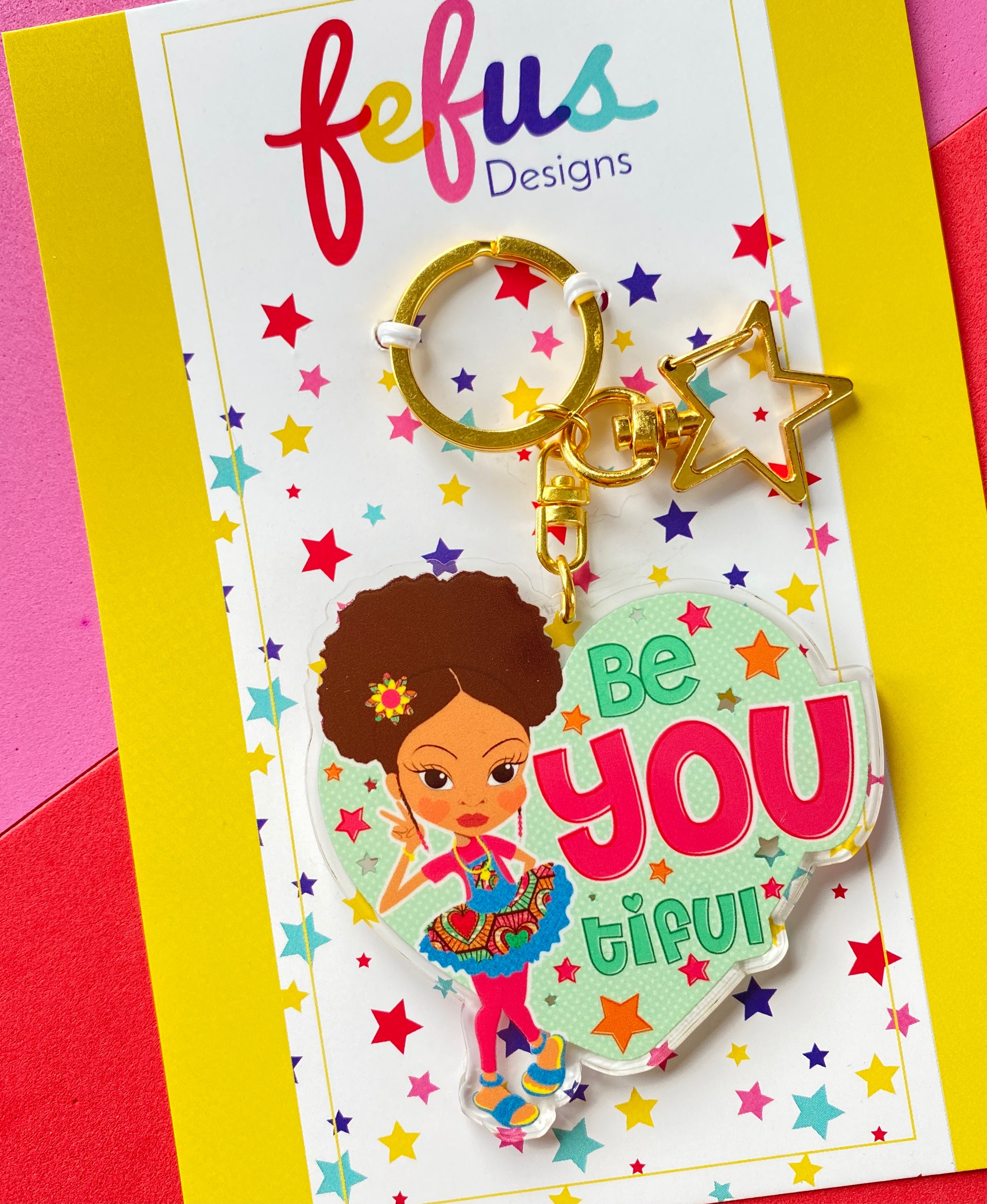 Yasmin - Be You Tiful | Keyring/ Bag Charm | Fefus Designs