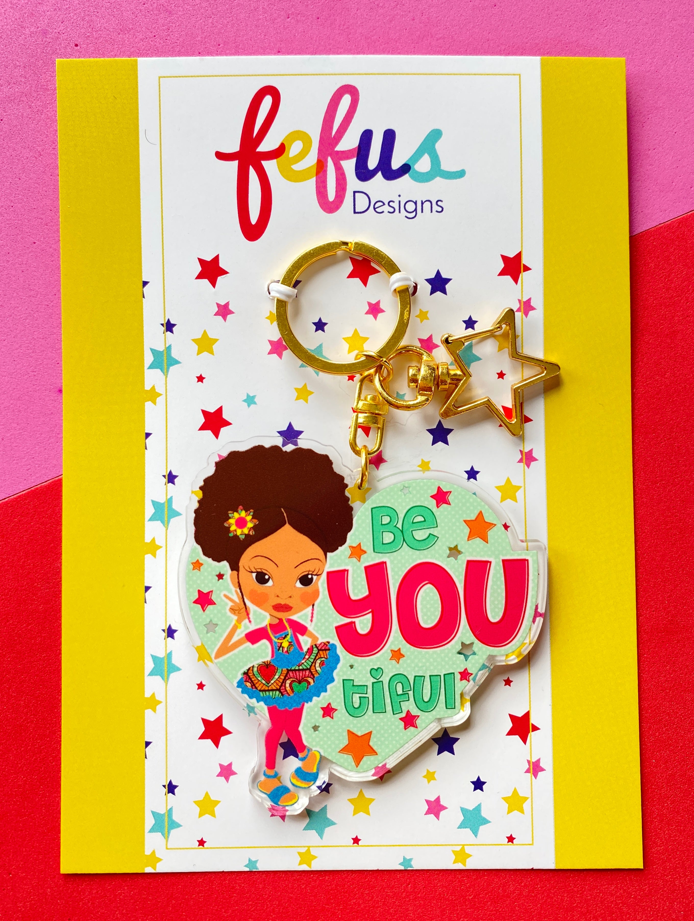 Yasmin - Be You Tiful | Keyring/ Bag Charm | Fefus Designs