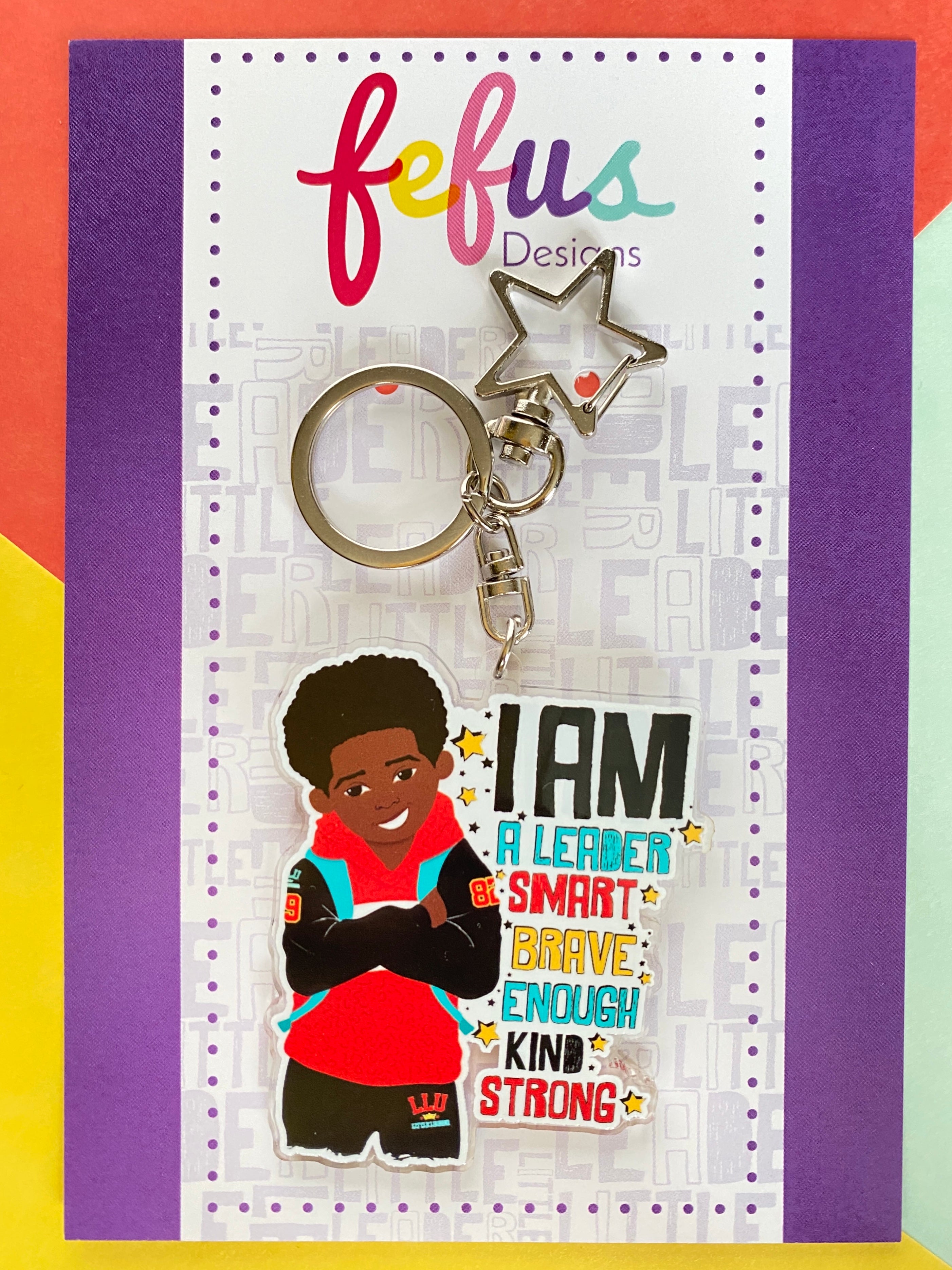 Jamal - Brown Boy Joy Affirmation Keyring/ Bag Charm | Fefus Designs