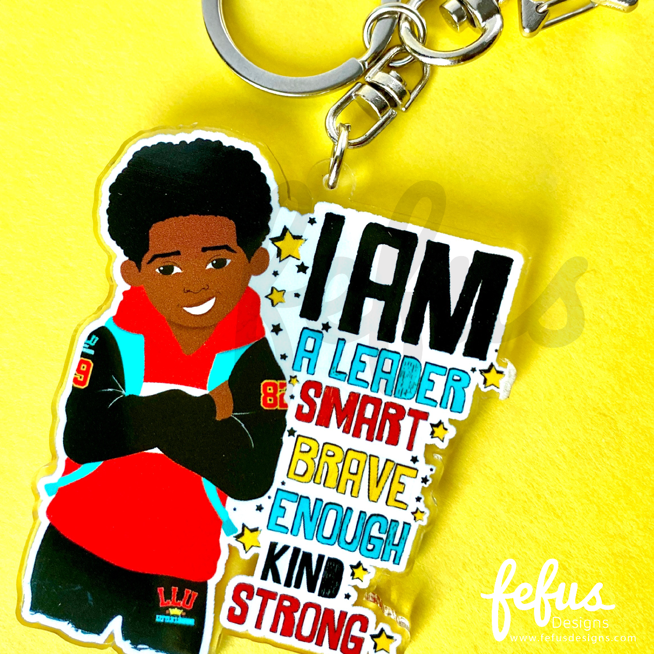 Jamal - Brown Boy Joy Affirmation Keyring/ Bag Charm | Fefus Designs
