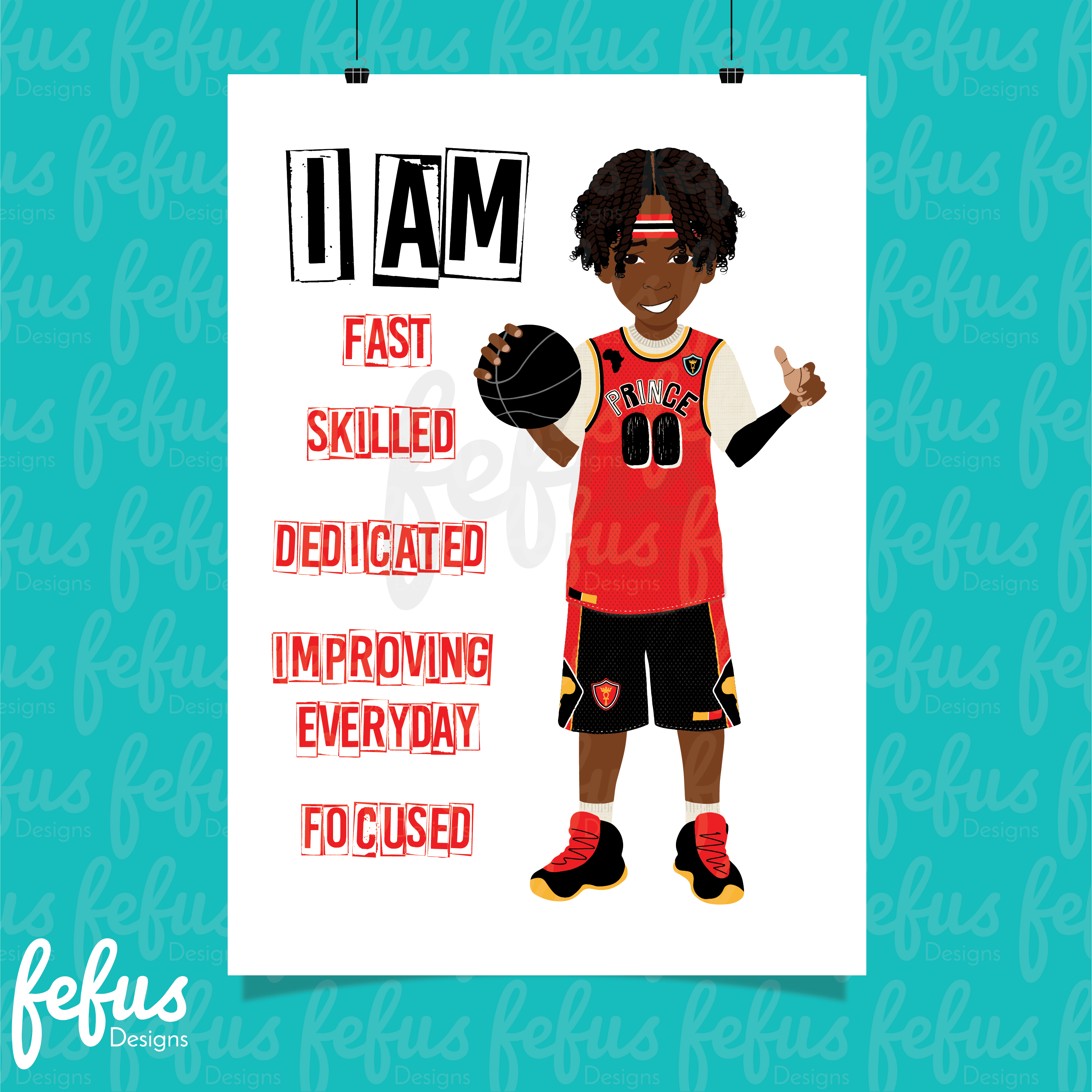 Amir - Boys BasketballI -Affirmation Wall Art | Fefus Designs