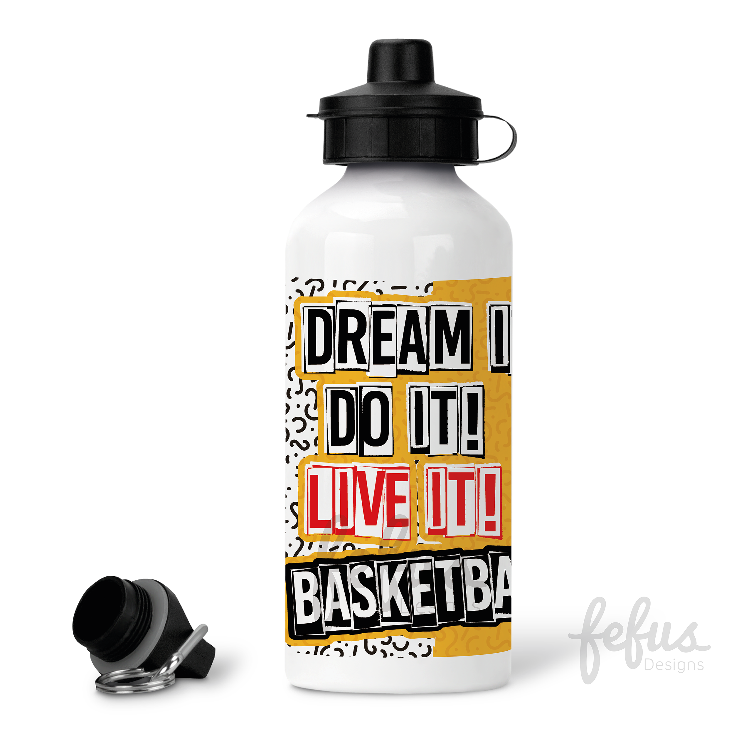 Black Boy Basketball Aluminium Water Bottle | Fefus Designs