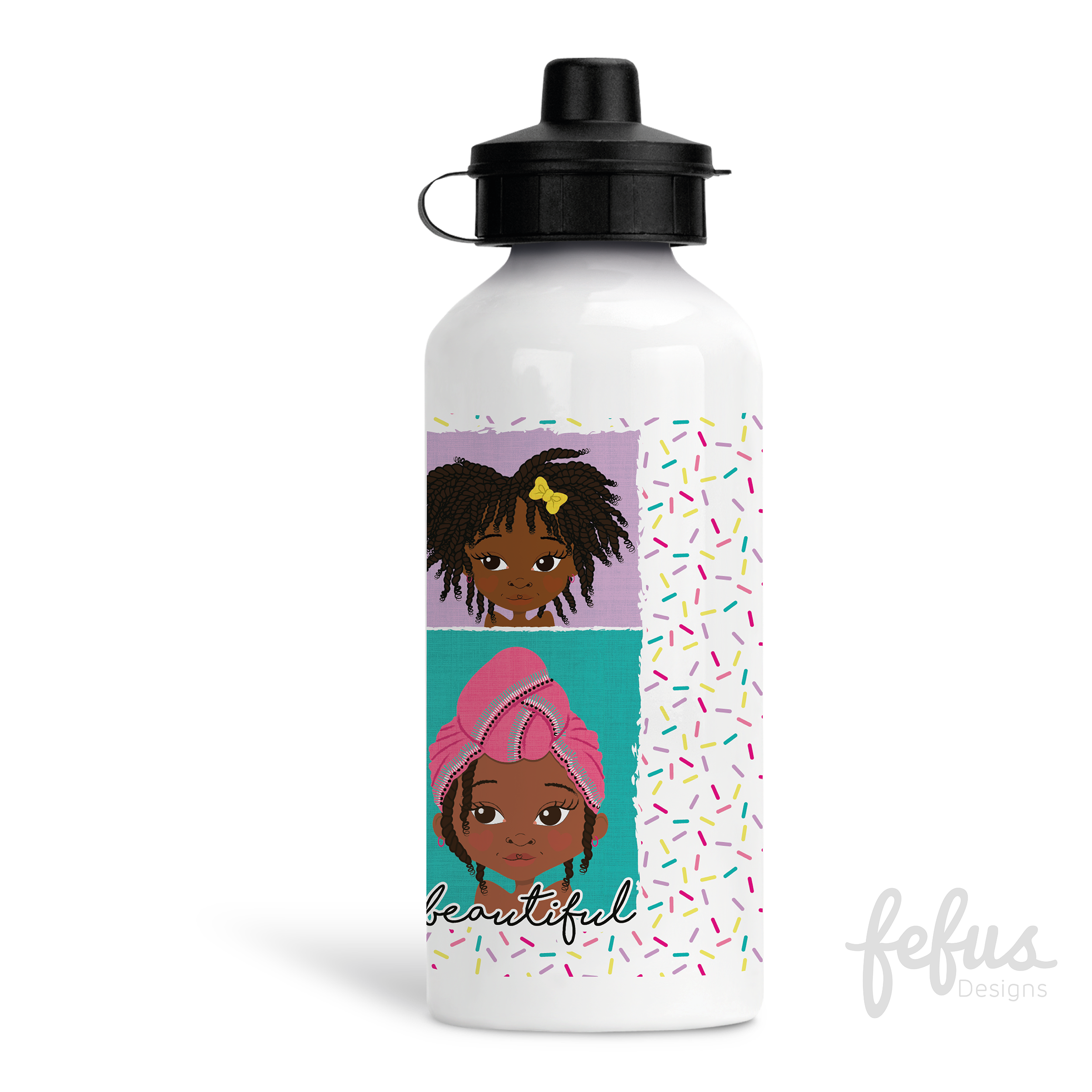 4 Brown Girls Aluminium Water Bottle | Fefus Designs