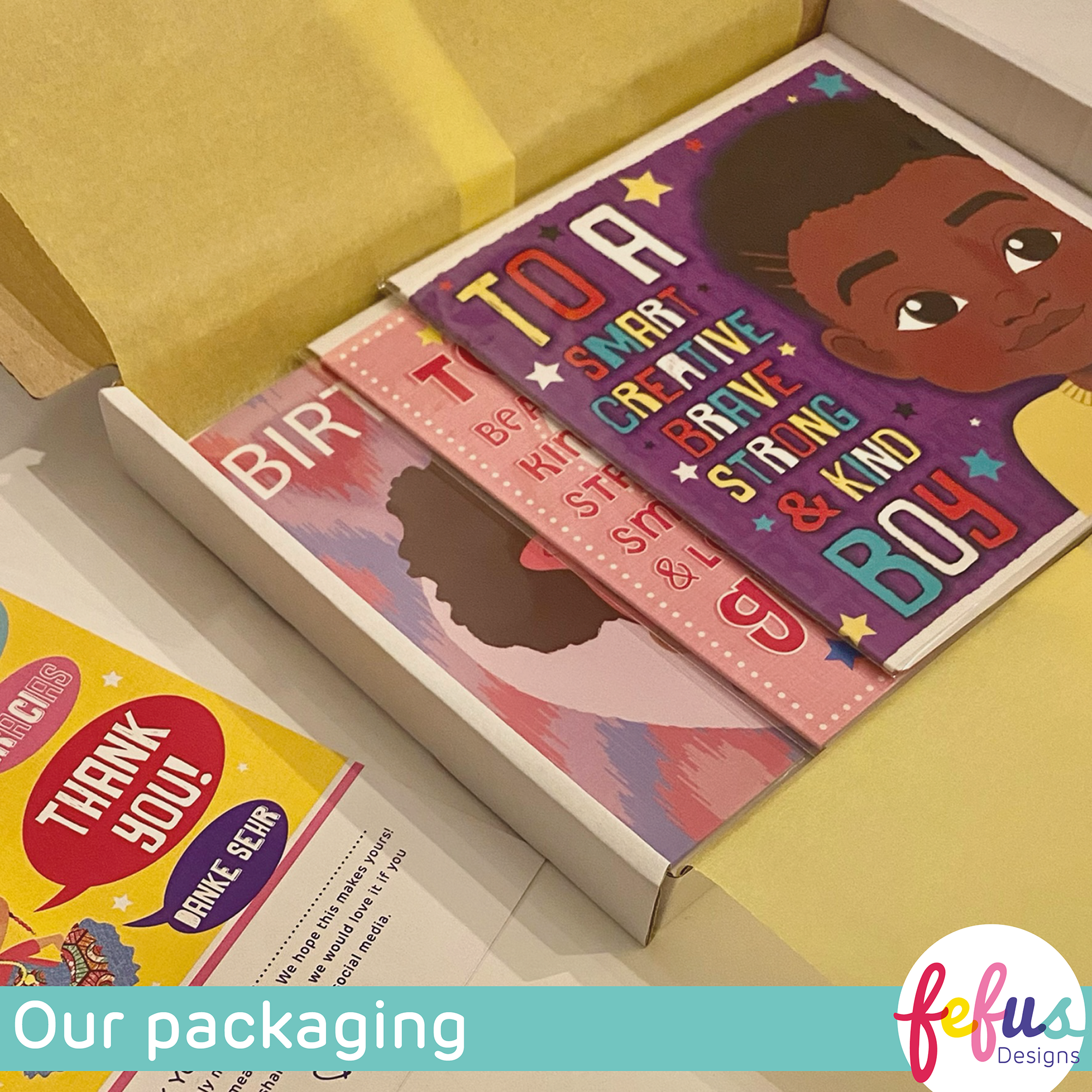 PINKY BRAIDS - Black Childrens Greetings Card | Fefus designs
