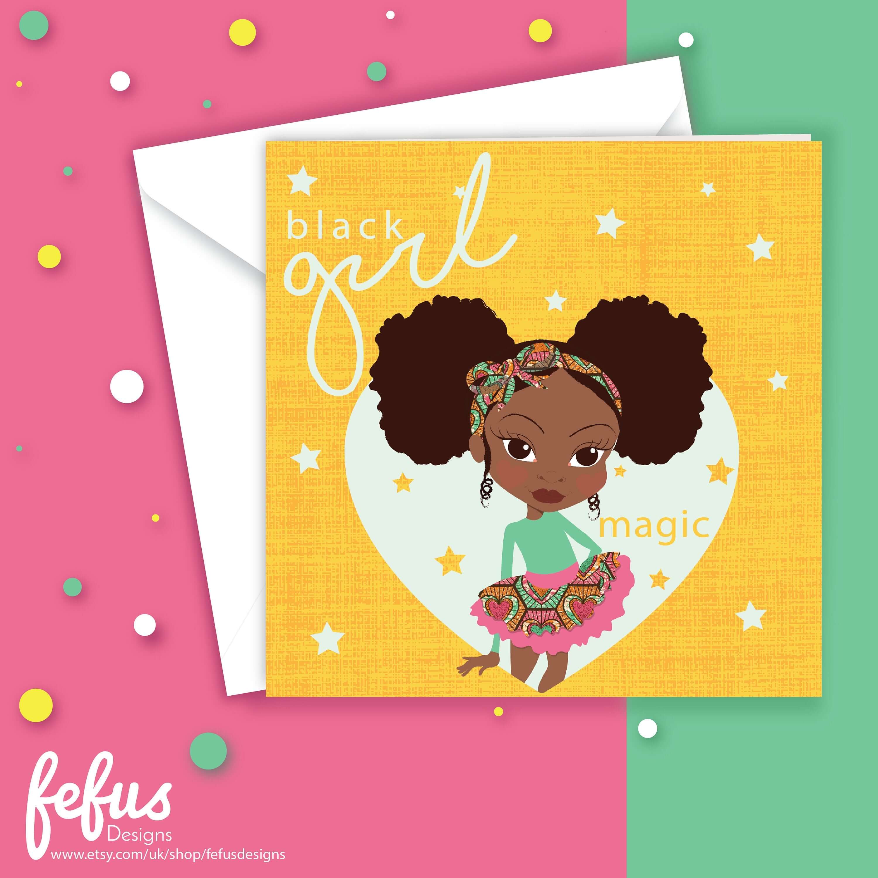 Deja - Black Girl Magic Greetings Card | Fefus designs