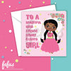 Alika - Black Princess - Black Girls Birthday Card | Fefus designs