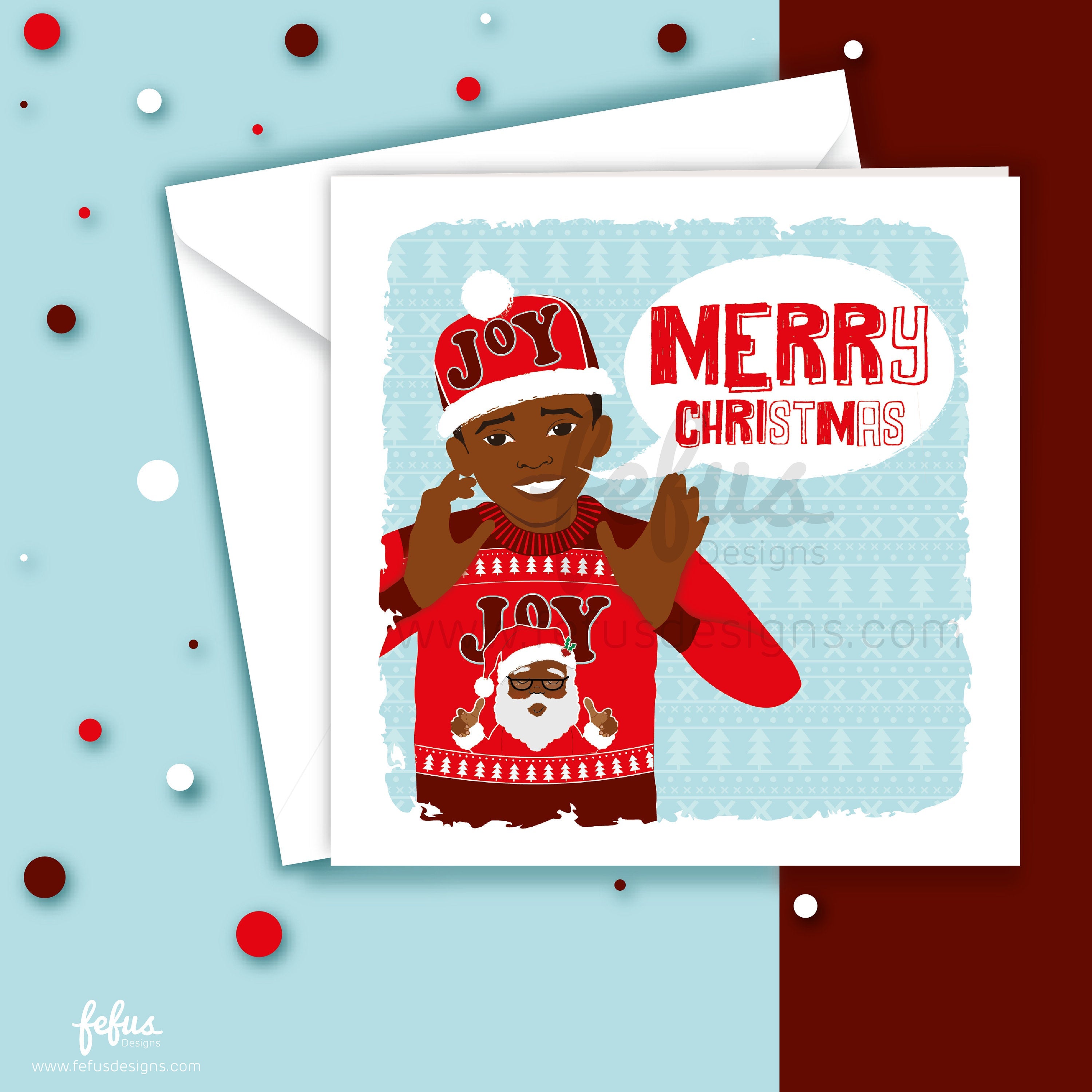 Merry Christmas Boys Card V1 - Black Christmas Card | Fefus designs