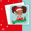 Yasmin - Afro Puffs - Mixed Race Girls Christmas Card | Fefus designs