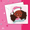 Girls Santa Hat V1 - Black Christmas Card | Fefus designs